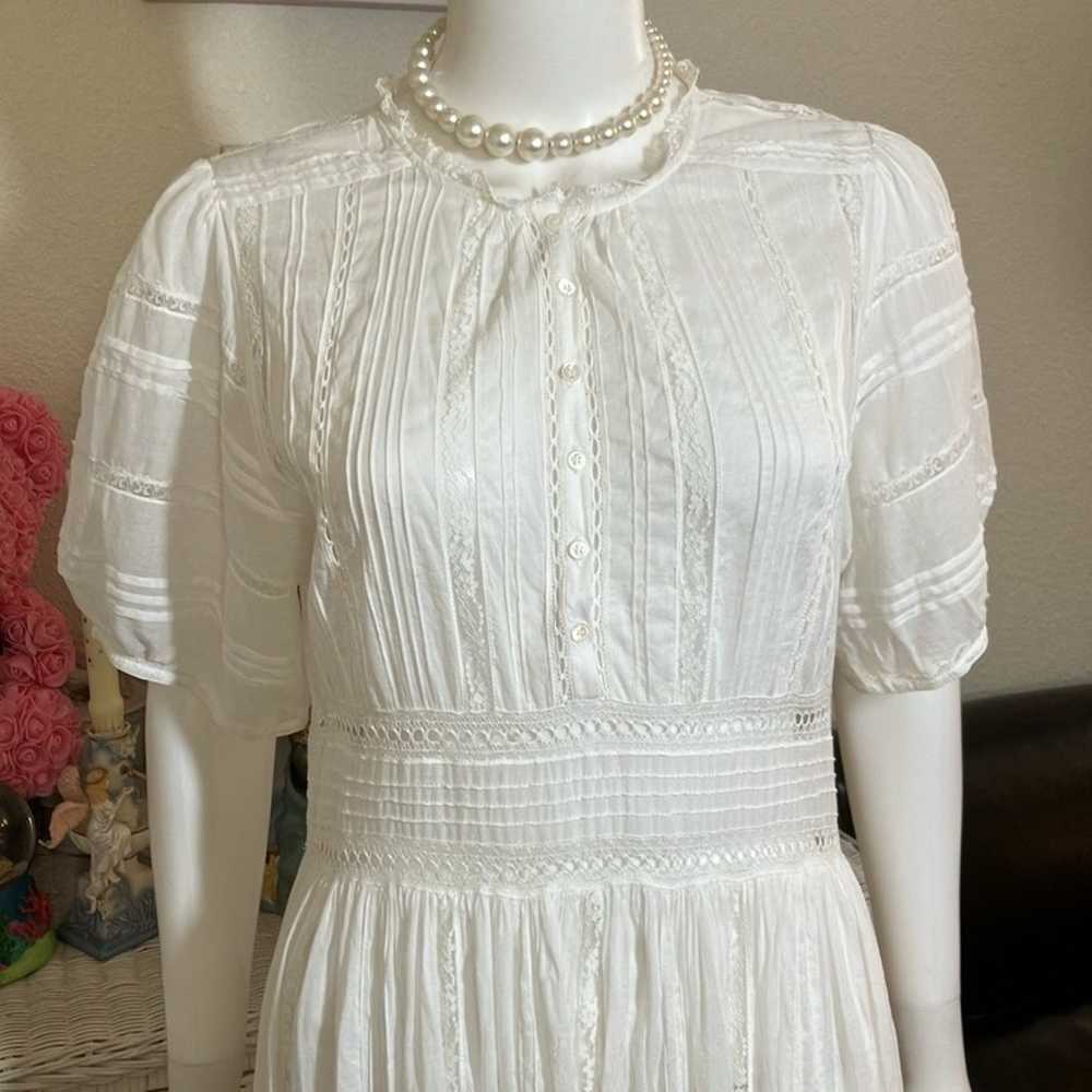 Doen 100% cotton Lacey eyelet midi dress in white… - image 2