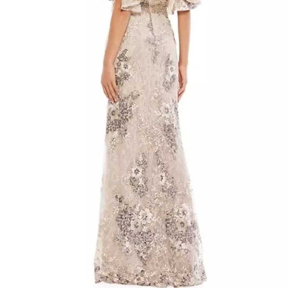 Mac Duggal Taupe Flutter Sleeve Embellished Lace … - image 4