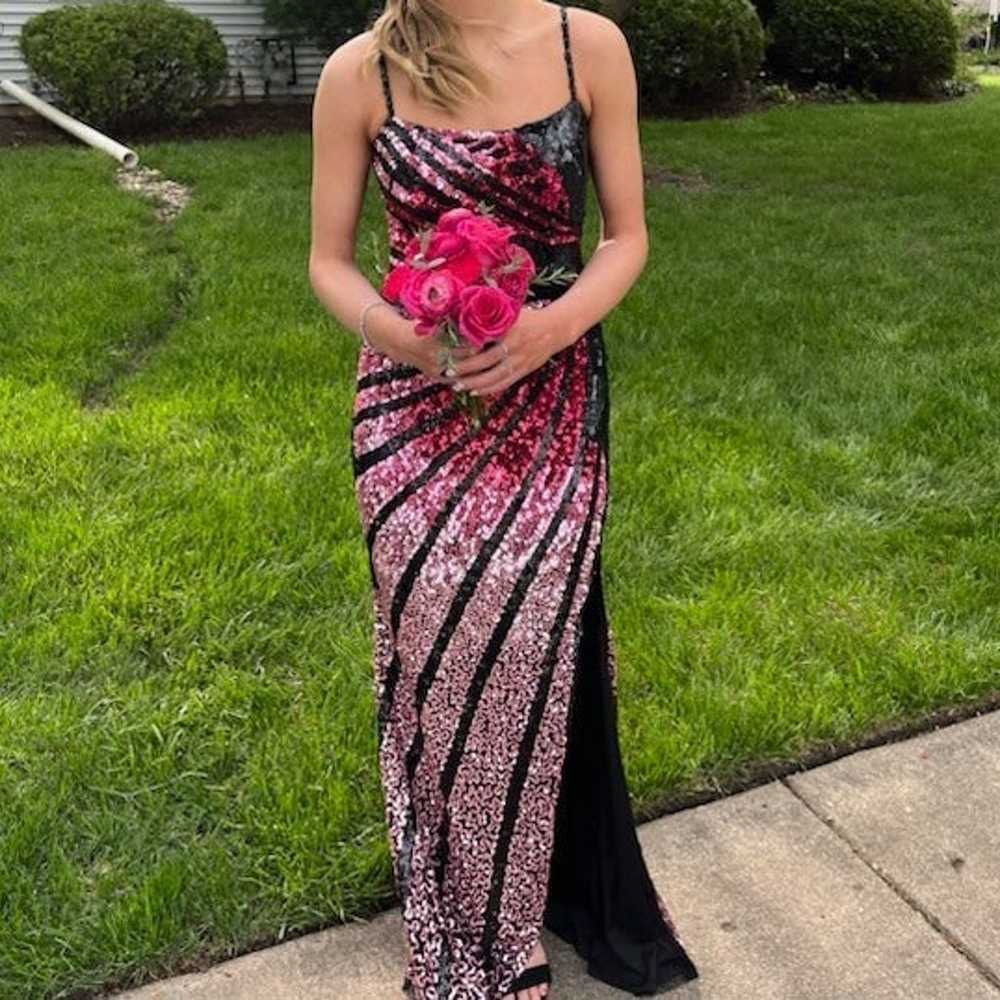 pink butterfly prom dress - image 3