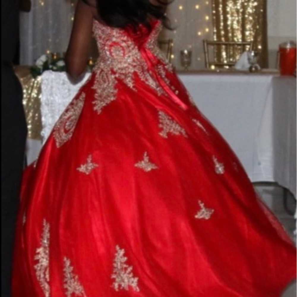 LONG POOF RED / GOLD DRESS! - image 3