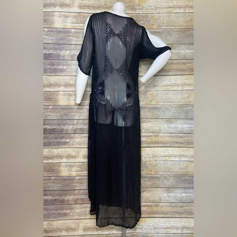 Antique Authentic black beaded 1920s flapper dres… - image 2