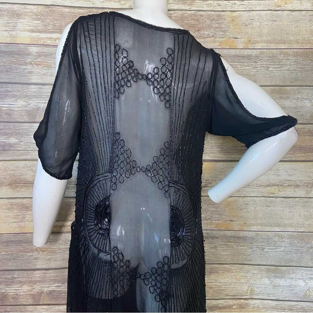 Antique Authentic black beaded 1920s flapper dres… - image 9