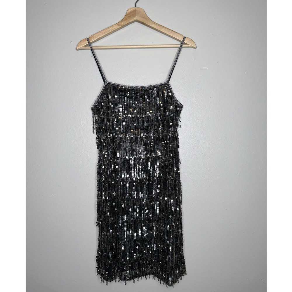 Alice + Olivia Chicago Sequin Fringe Mini Dress G… - image 2