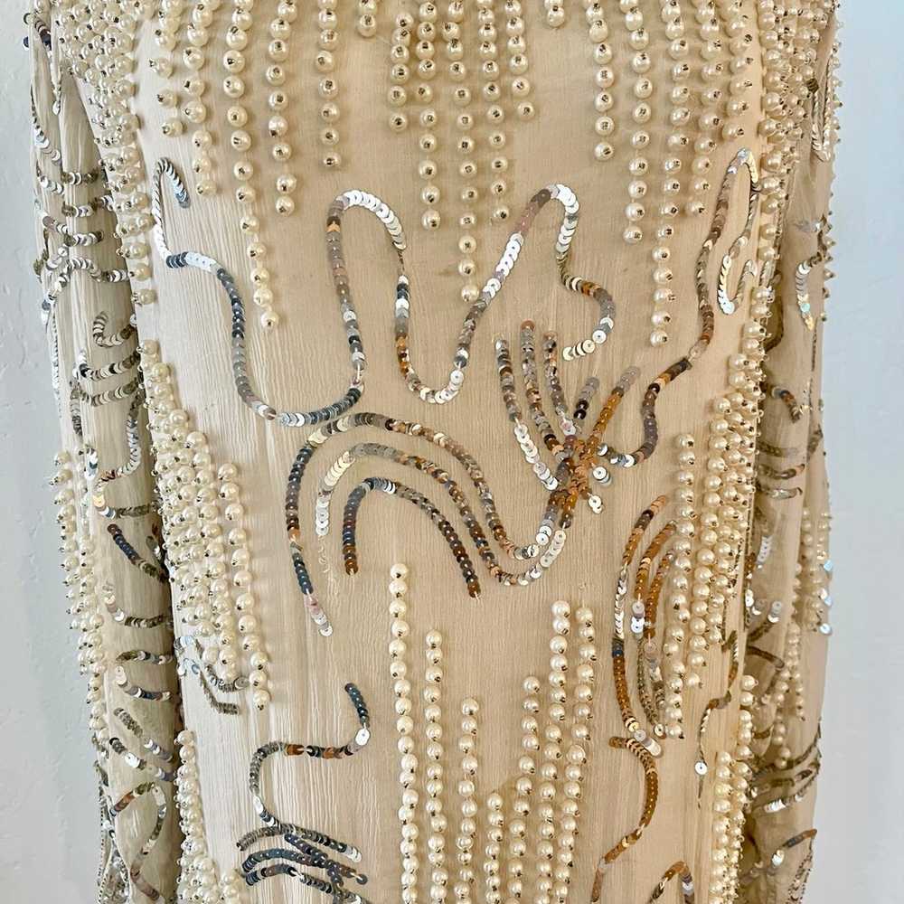 Vintage Carolina Herrera Cream Chiffon Pearl & Se… - image 9