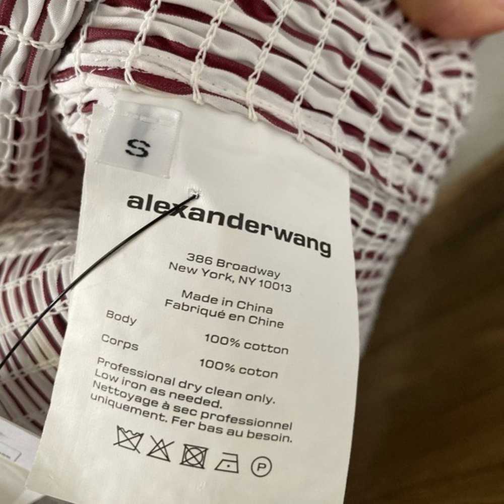 EUC ALEXANDER WANG Smocked striped cotton-poplin … - image 11