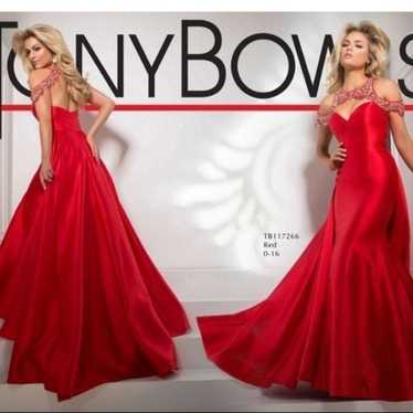 Tony Bowls Garnet Red Jeweled Beaded Layered Trai… - image 1