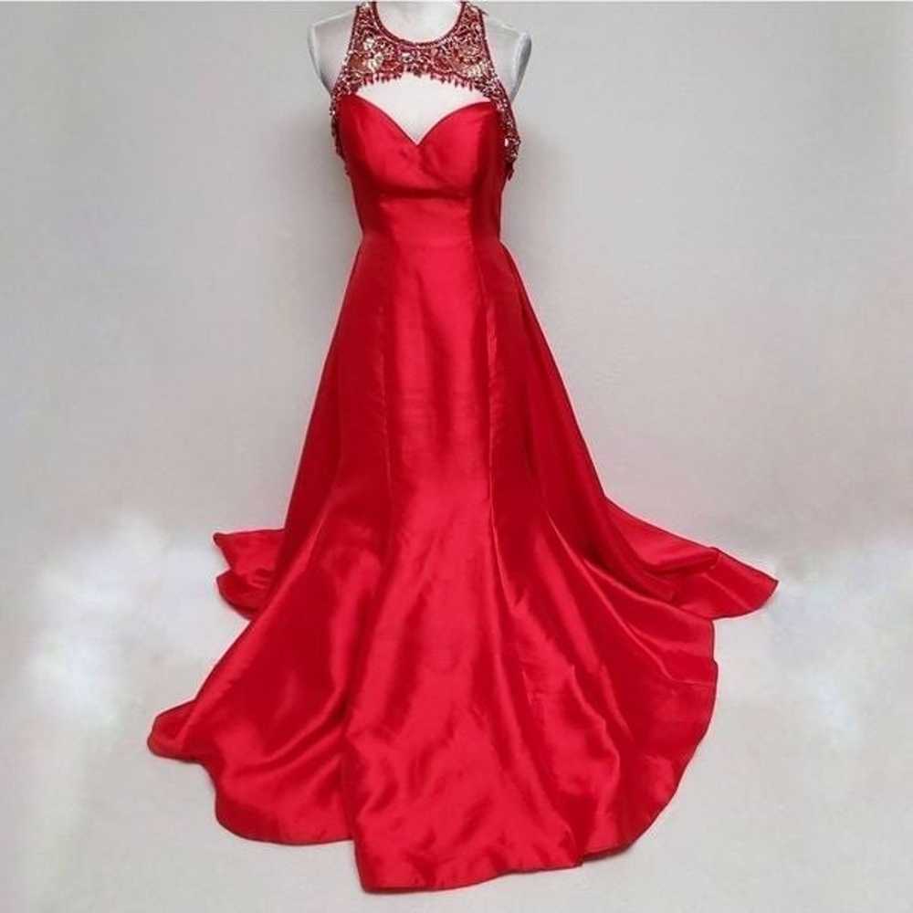 Tony Bowls Garnet Red Jeweled Beaded Layered Trai… - image 2