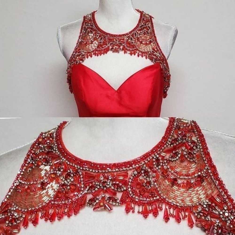 Tony Bowls Garnet Red Jeweled Beaded Layered Trai… - image 3