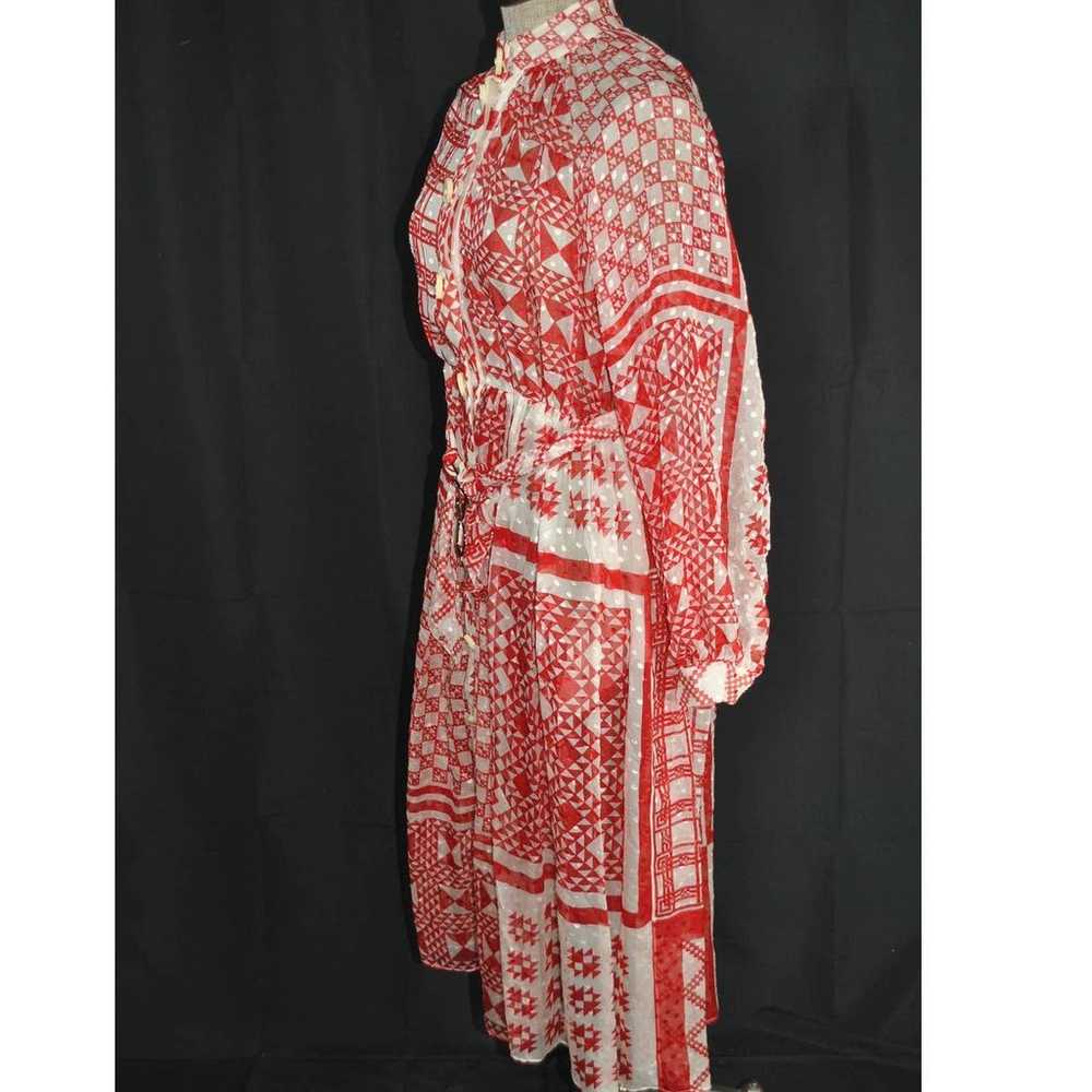 NWOT Fendi Red White Geometric Silk Maxi Dress - 4 - image 6