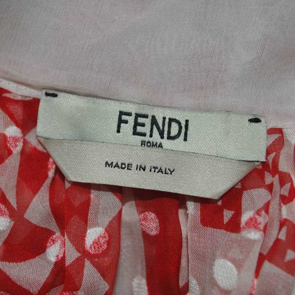 NWOT Fendi Red White Geometric Silk Maxi Dress - 4 - image 8