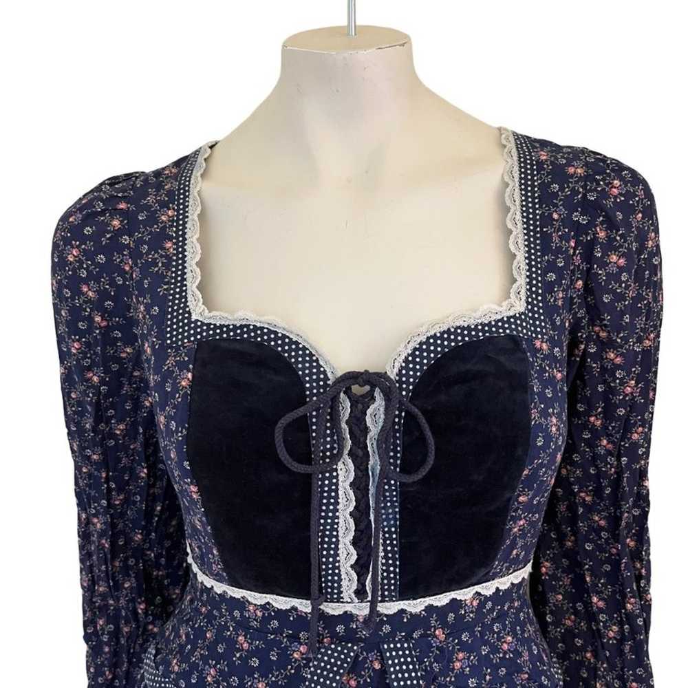 VTG 70s GUNNE SAX Ditsy Floral Prairie Corset Dre… - image 3