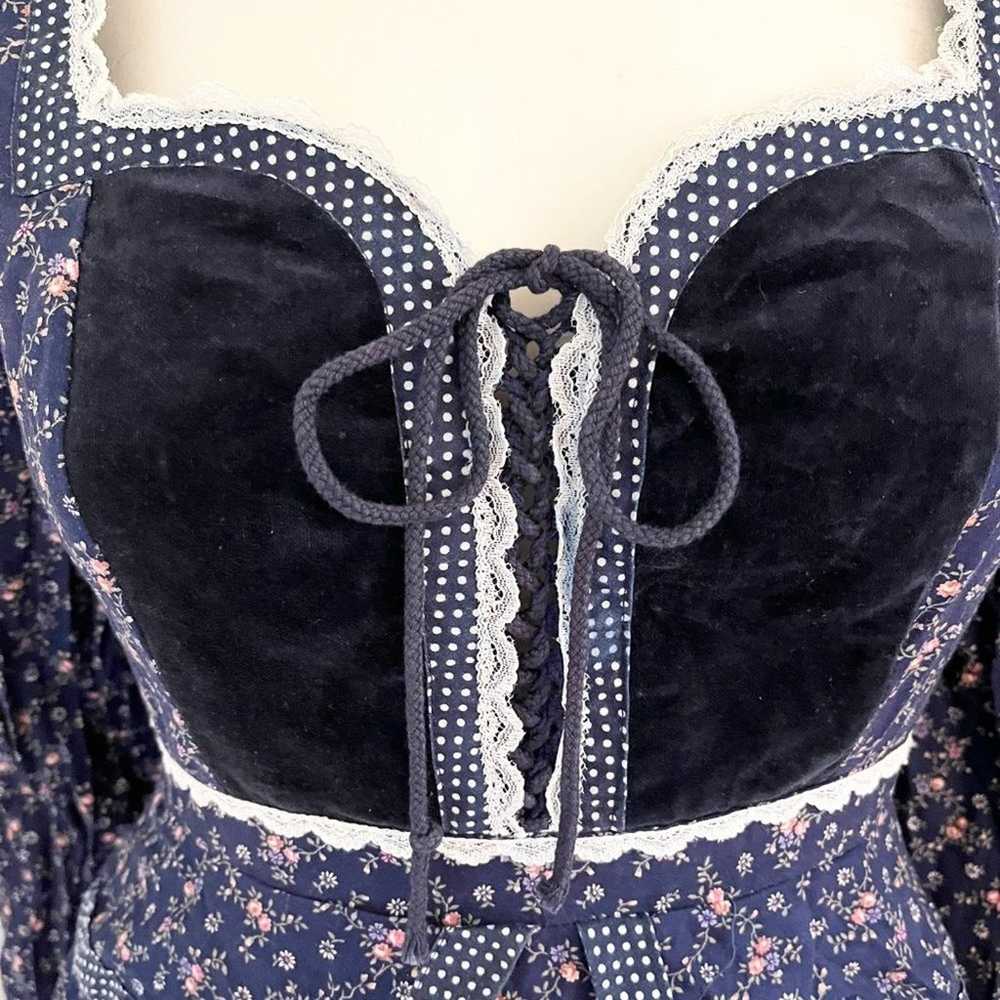 VTG 70s GUNNE SAX Ditsy Floral Prairie Corset Dre… - image 4