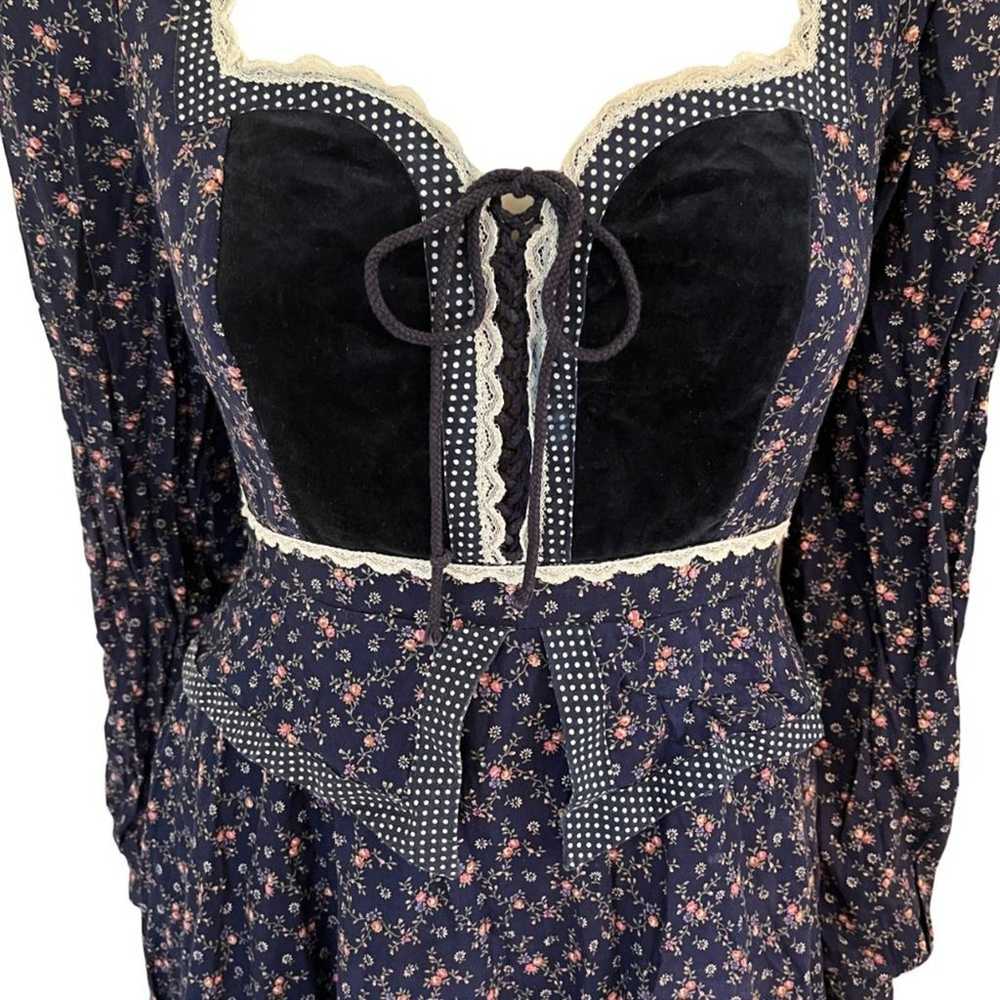 VTG 70s GUNNE SAX Ditsy Floral Prairie Corset Dre… - image 5