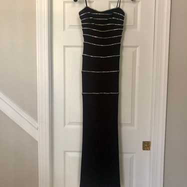 Vintage Nicole Bakti Rhinestone Long Black Gown w… - image 1