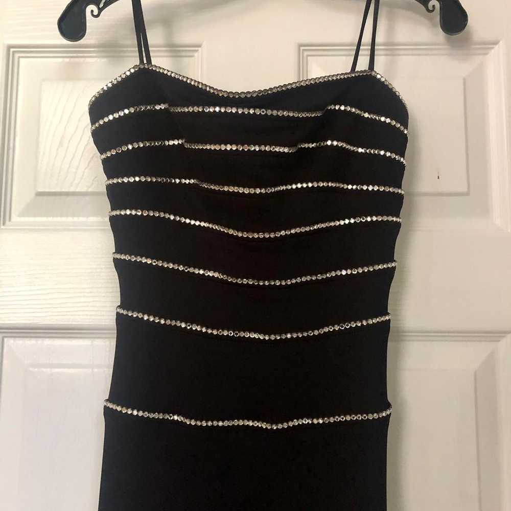 Vintage Nicole Bakti Rhinestone Long Black Gown w… - image 2