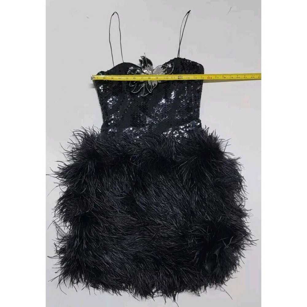 Vintage Lillie Rubin Mini Dress Ostrich Feathers … - image 1