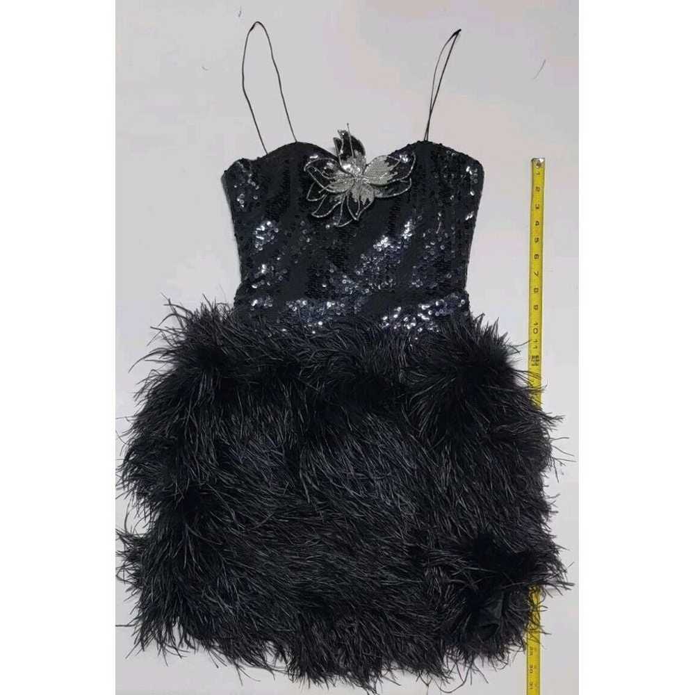 Vintage Lillie Rubin Mini Dress Ostrich Feathers … - image 3