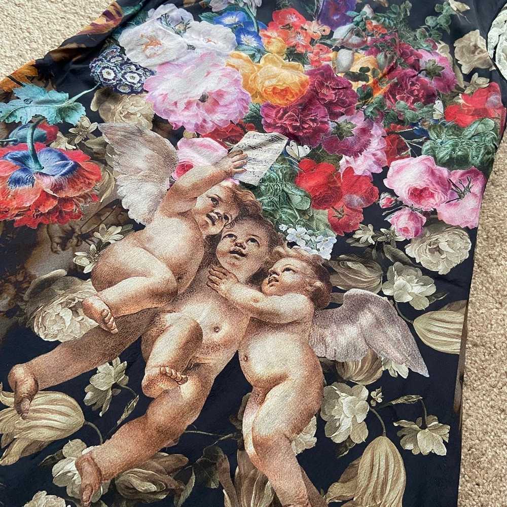 DOLCE & GABBANA Black Floral Cherub Cupid Print L… - image 3