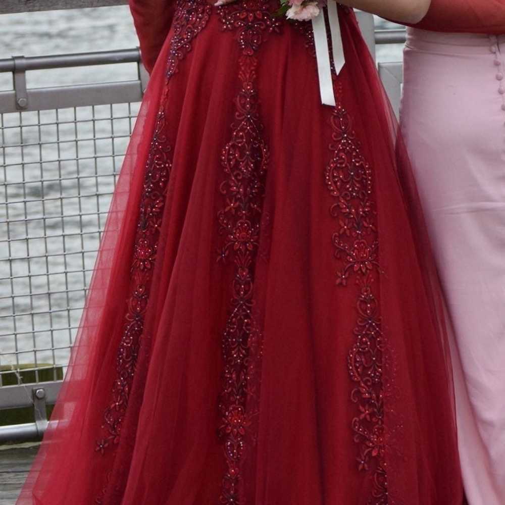 Red Ballgown with custom sleeves - image 4