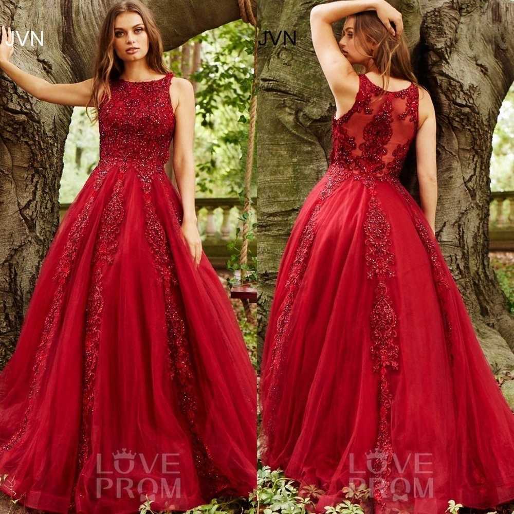 Red Ballgown with custom sleeves - image 7