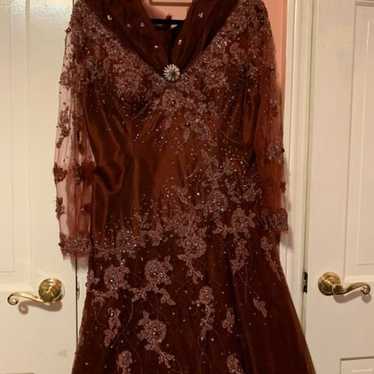 Burgundy sequin formal dress - image 1