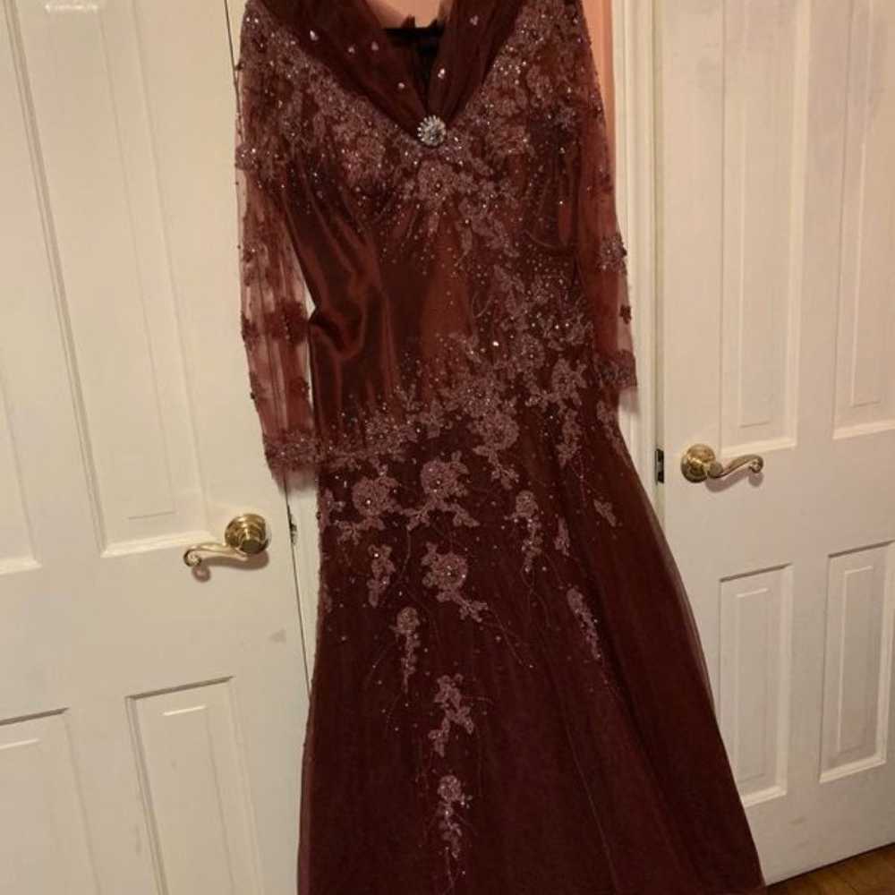 Burgundy sequin formal dress - image 2