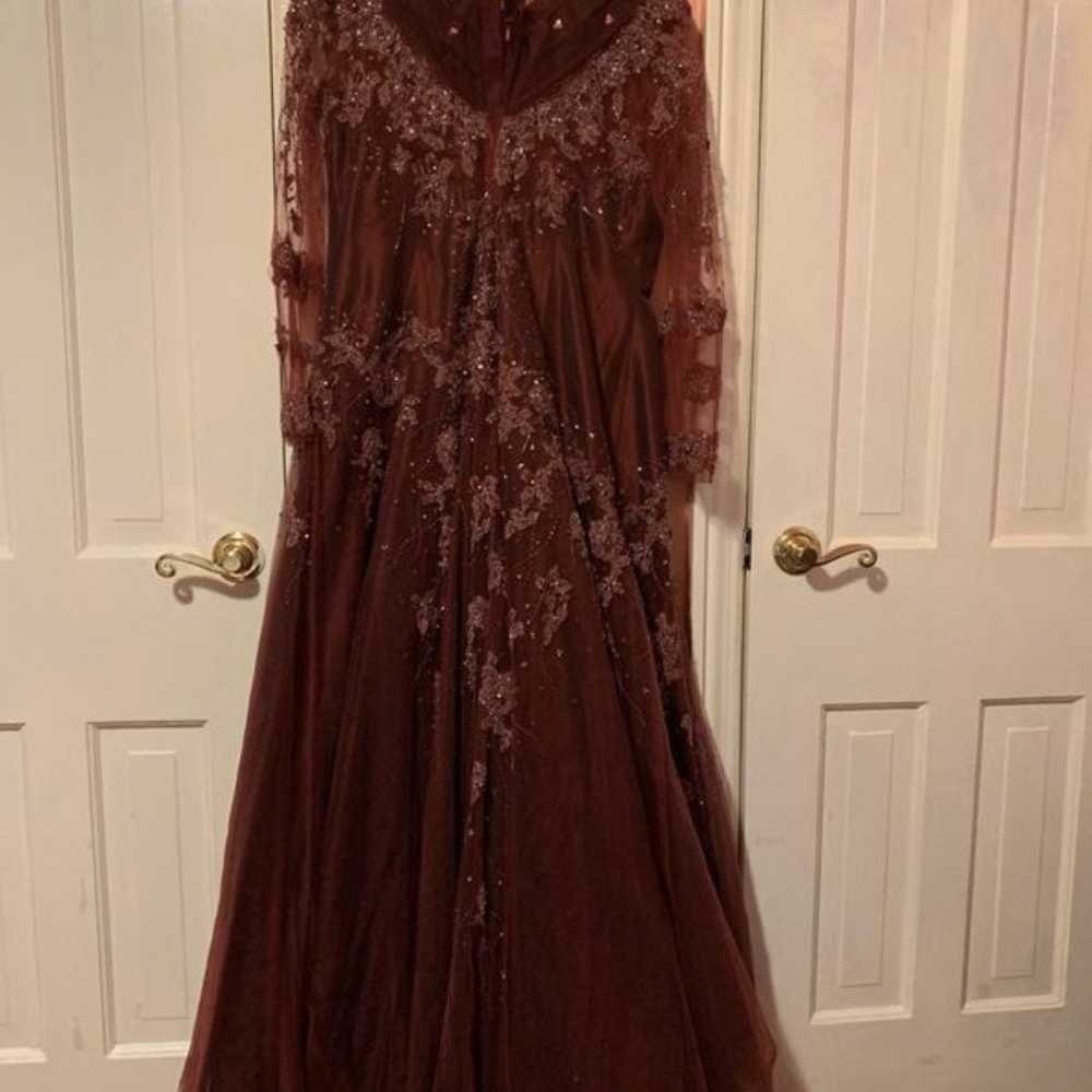 Burgundy sequin formal dress - image 3