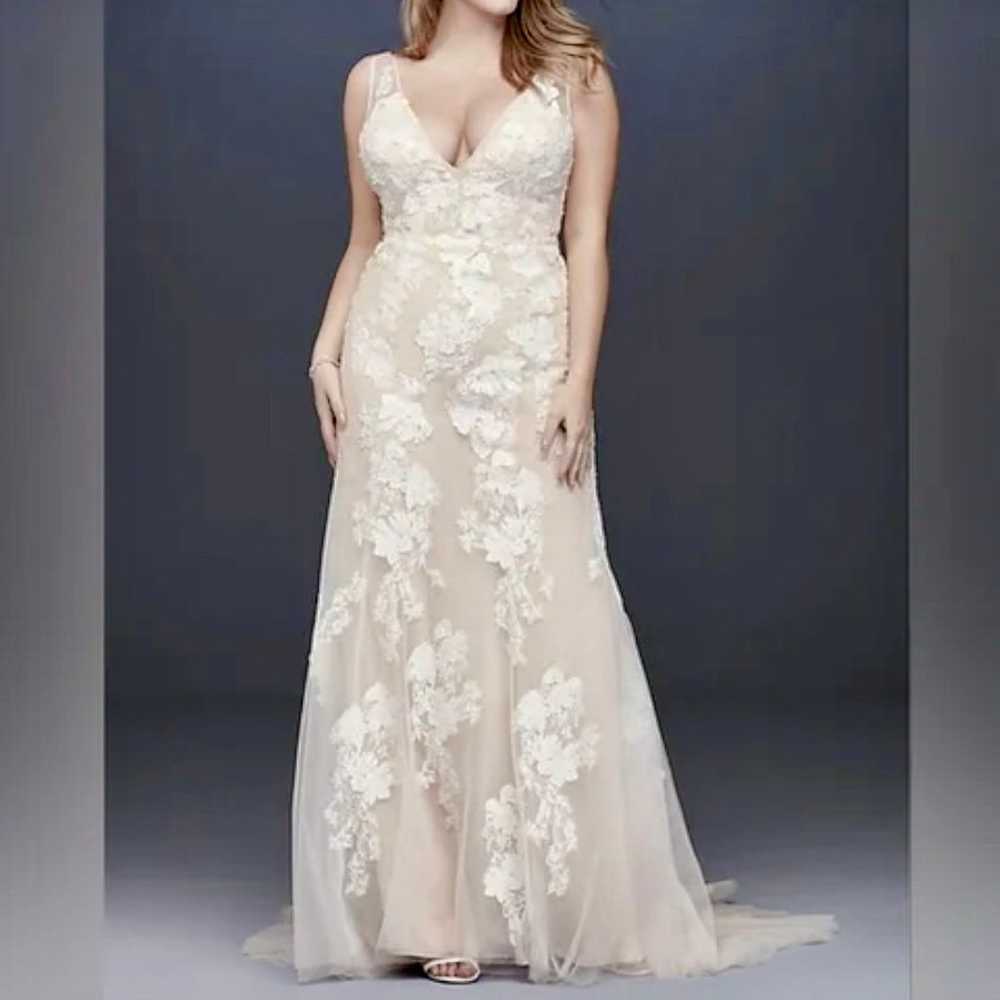 Melissa Sweet Sequin Floral Applique Wedding Dress - image 1