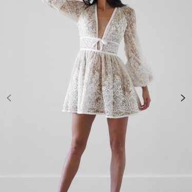 By Watters White Lace Dress - image 1