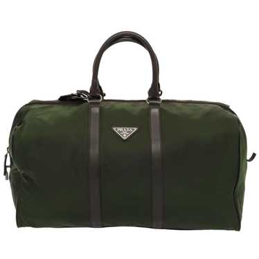 Prada Triangle Logo Khaki Canvas Travel Bag (Pre-O