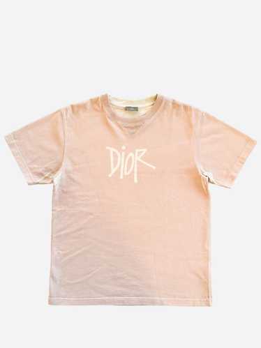 Louis Vuitton Dior Stussy Pink & White Logo T-Shir