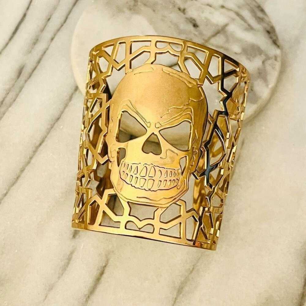 Designer Rita & Zia Openwork Skull Cuff Rose Gold… - image 1