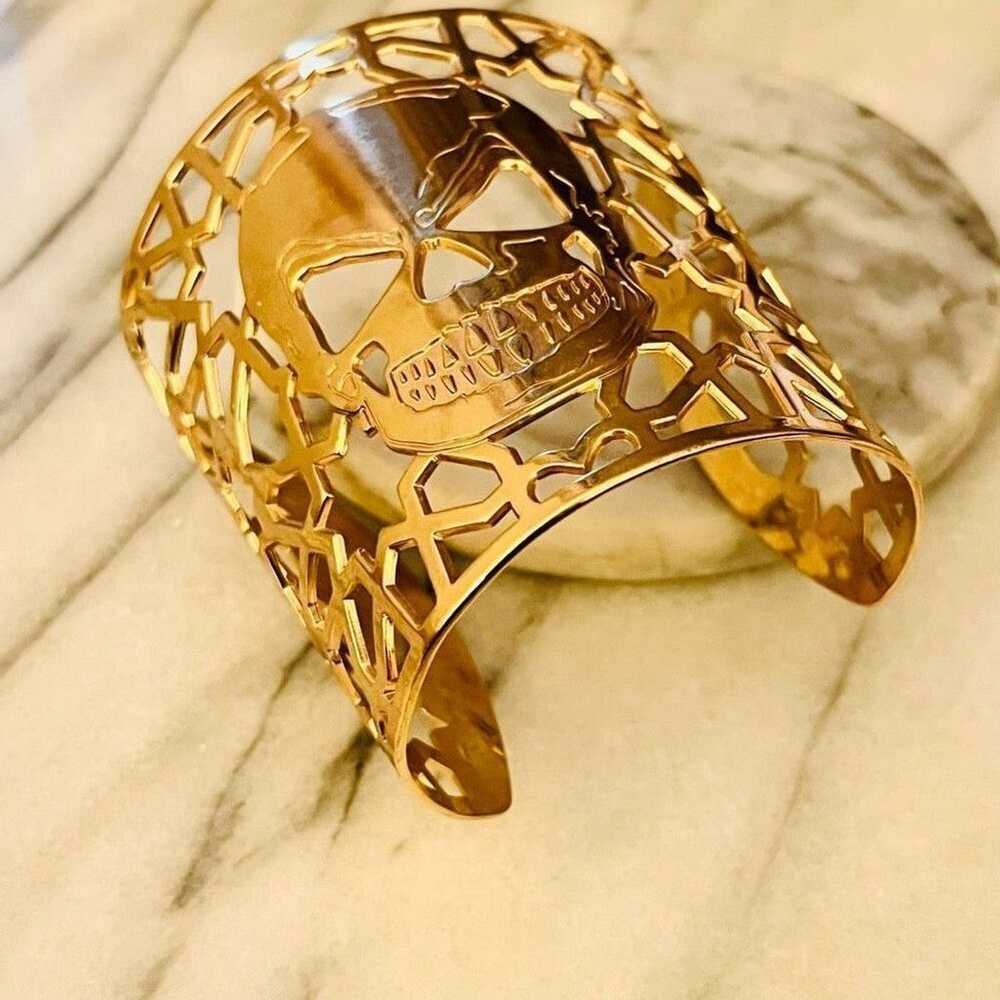 Designer Rita & Zia Openwork Skull Cuff Rose Gold… - image 3