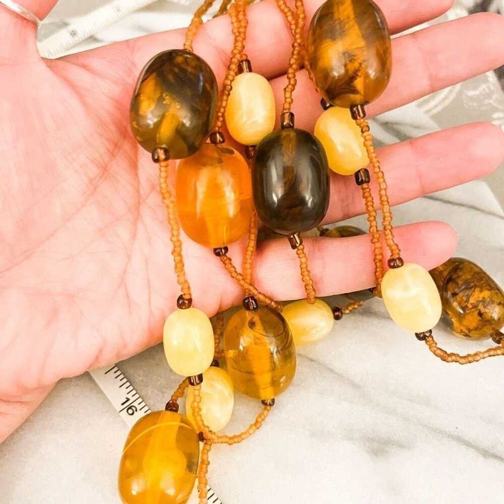 Jewelry Chunky Amber Acrylic Bead Necklace 2 Stra… - image 5