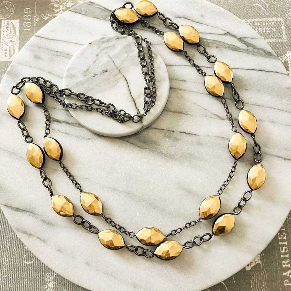 Jewelry Glam Statement Necklace Gunmetal Chain Go… - image 1