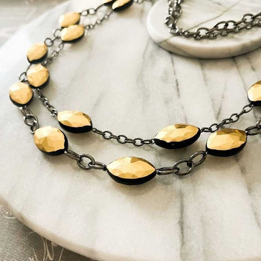 Jewelry Glam Statement Necklace Gunmetal Chain Go… - image 2