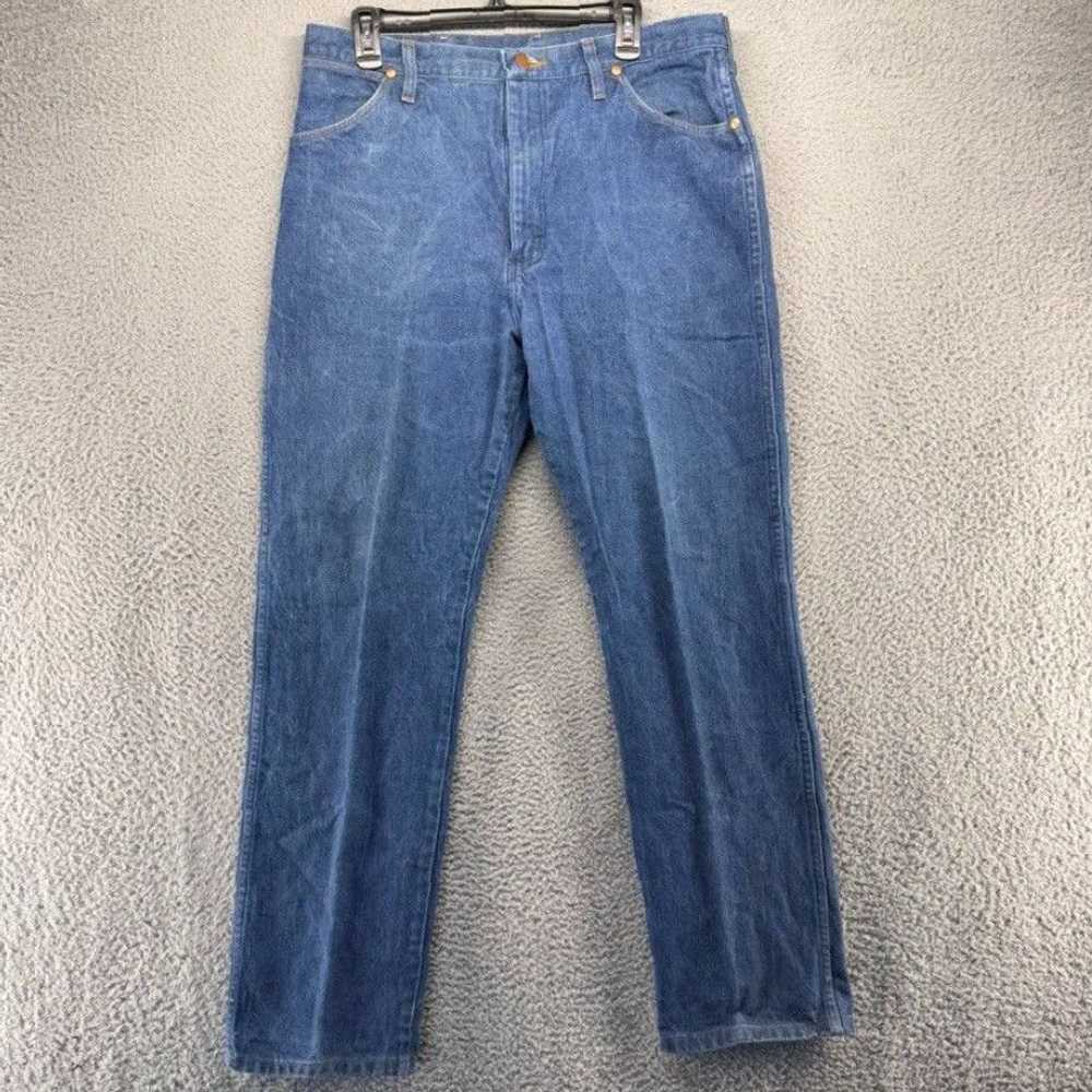 Wrangler Authentic Blue Denim Western Straight Le… - image 2