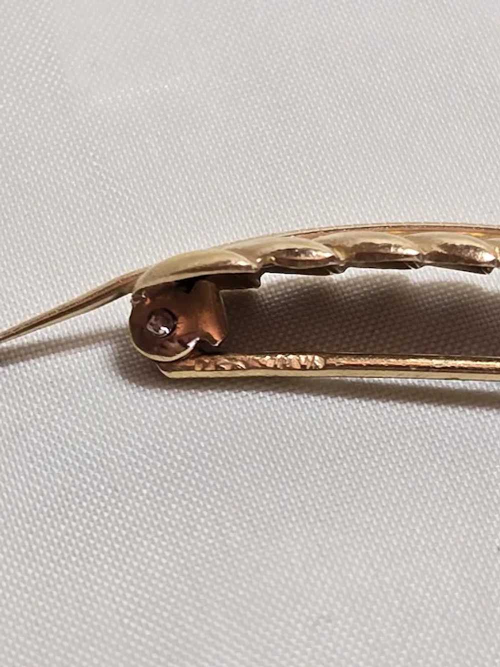 Vintage 18kt Yellow Gold Feather Pin - image 5