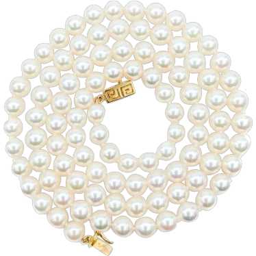 6.5mm Mikimoto Pearl Necklace 18k Yellow Gold