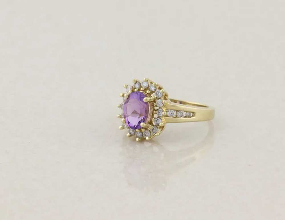 14k Yellow Gold Natural Amethyst & Diamond Ring S… - image 5