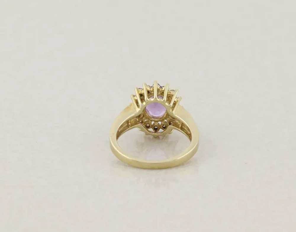 14k Yellow Gold Natural Amethyst & Diamond Ring S… - image 6