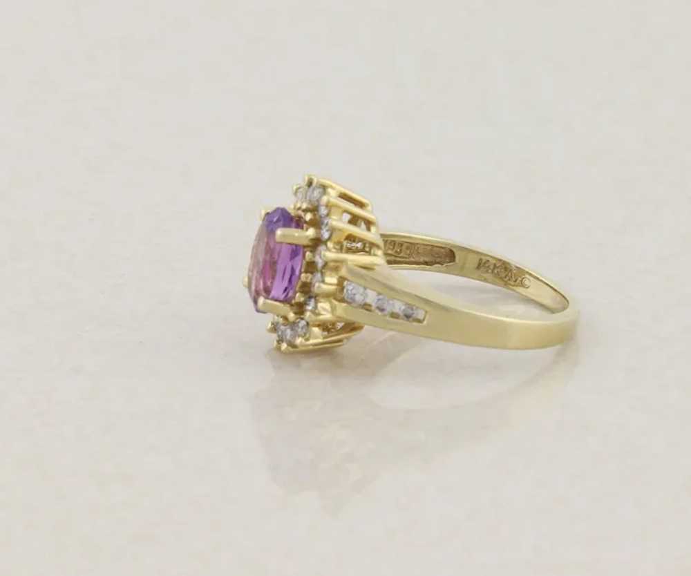 14k Yellow Gold Natural Amethyst & Diamond Ring S… - image 7