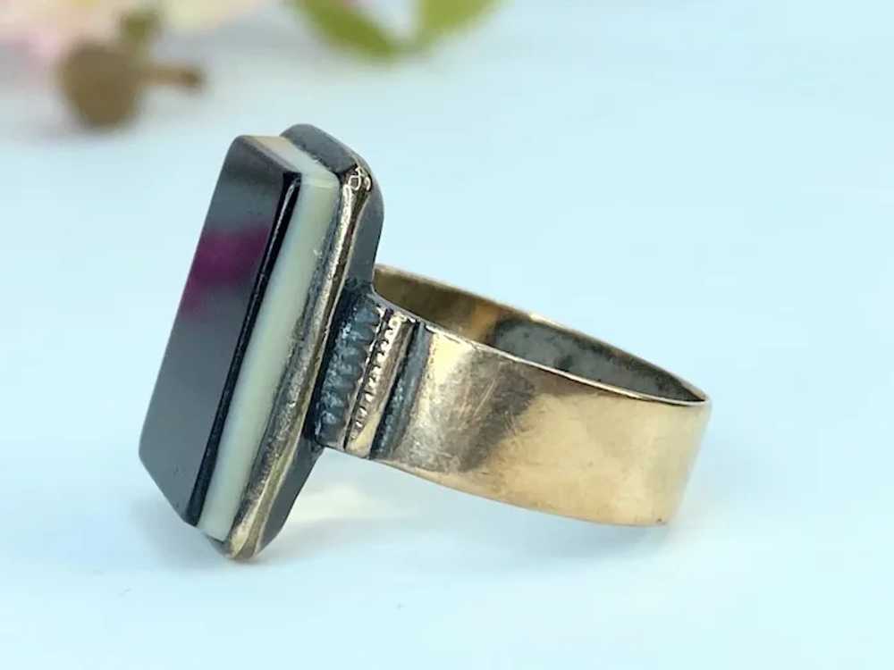 Antique Victorian 14K Rose gold Onyx signet ring … - image 3