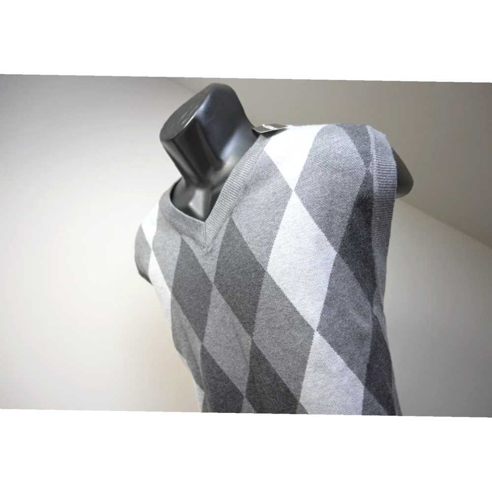 Vintage Authentic Gray Argyle Check Patterned Vis… - image 2