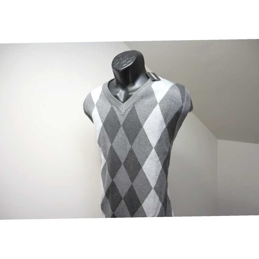 Vintage Authentic Gray Argyle Check Patterned Vis… - image 3