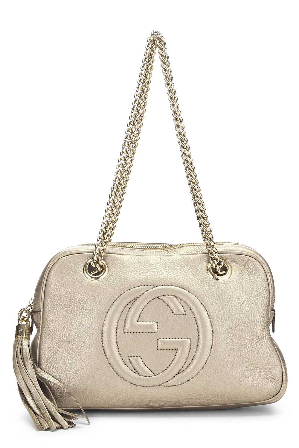 Gold Metallic Leather Soho Chain Shoulder Bag Sen… - image 1