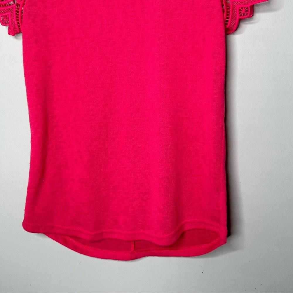 Designer The Limited Chic Pink Lace Sleeve Top - … - image 4