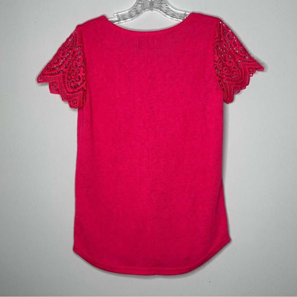 Designer The Limited Chic Pink Lace Sleeve Top - … - image 7