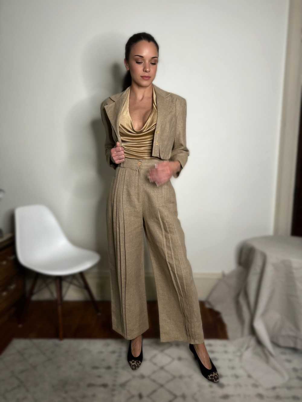 vintage Gordon Henderson womens suit / taupe line… - image 1