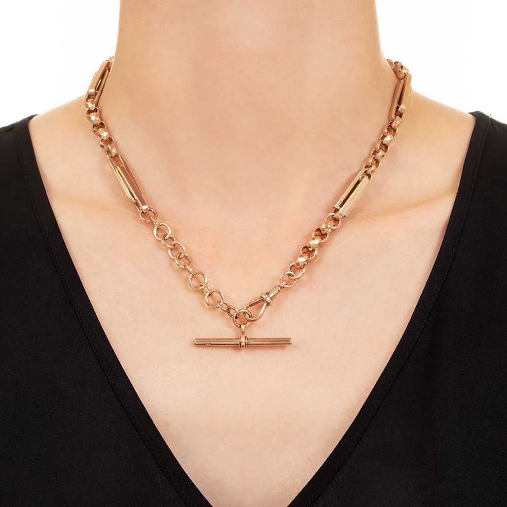 Victorian Faceted Link and Bar Rose Gold Chain - image 3